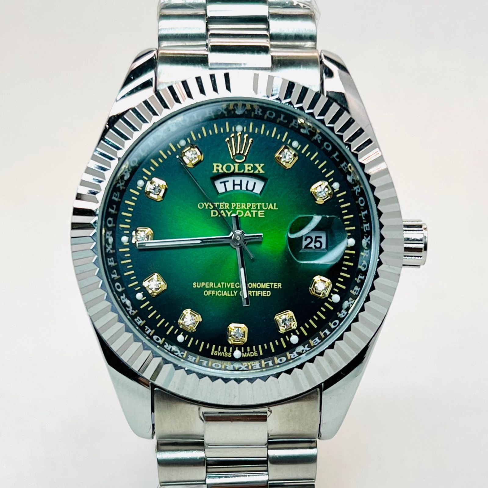 Premium Quality RLX Watches Carry F Silver Green