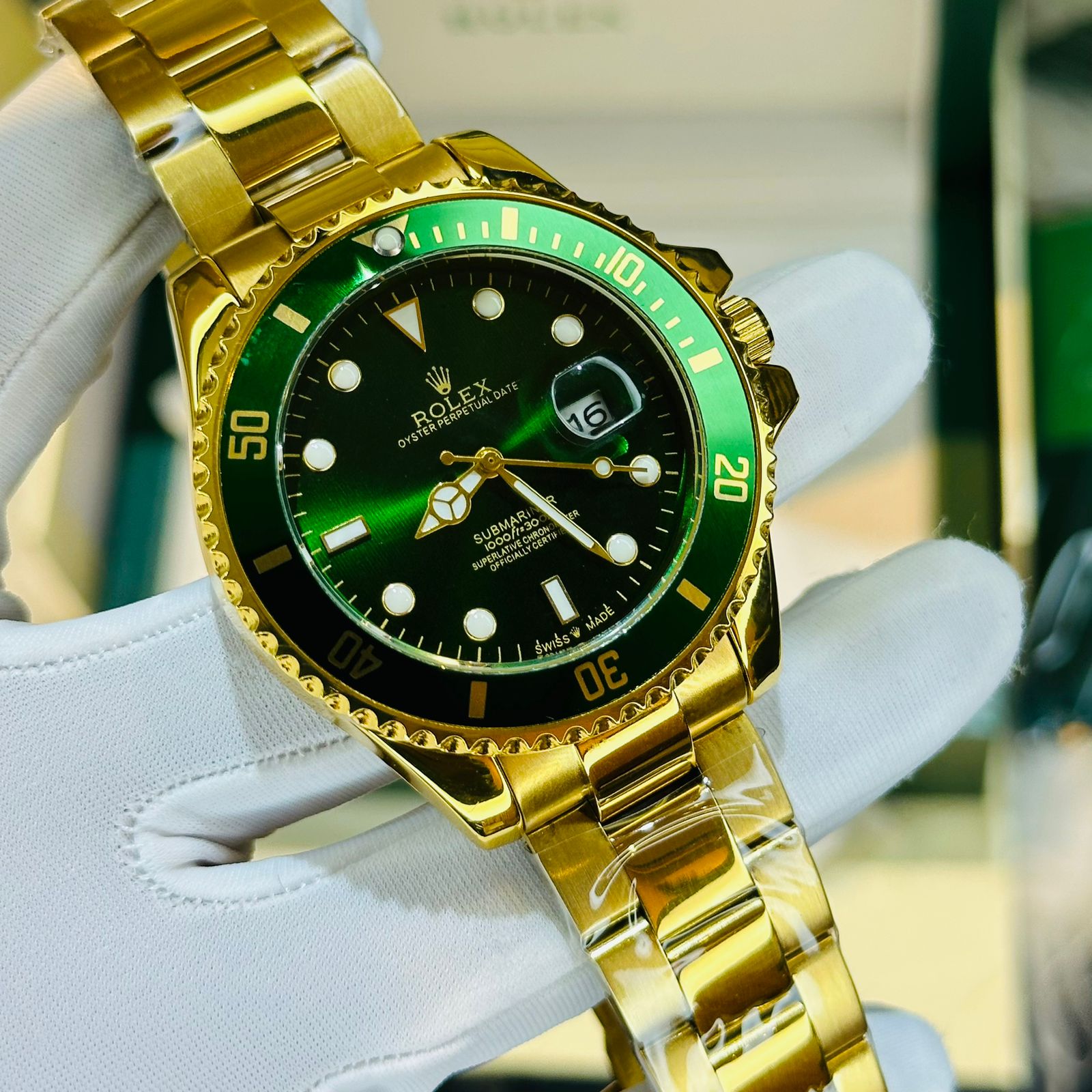 Premium Quality RLX Submariner F Golden Green Watches