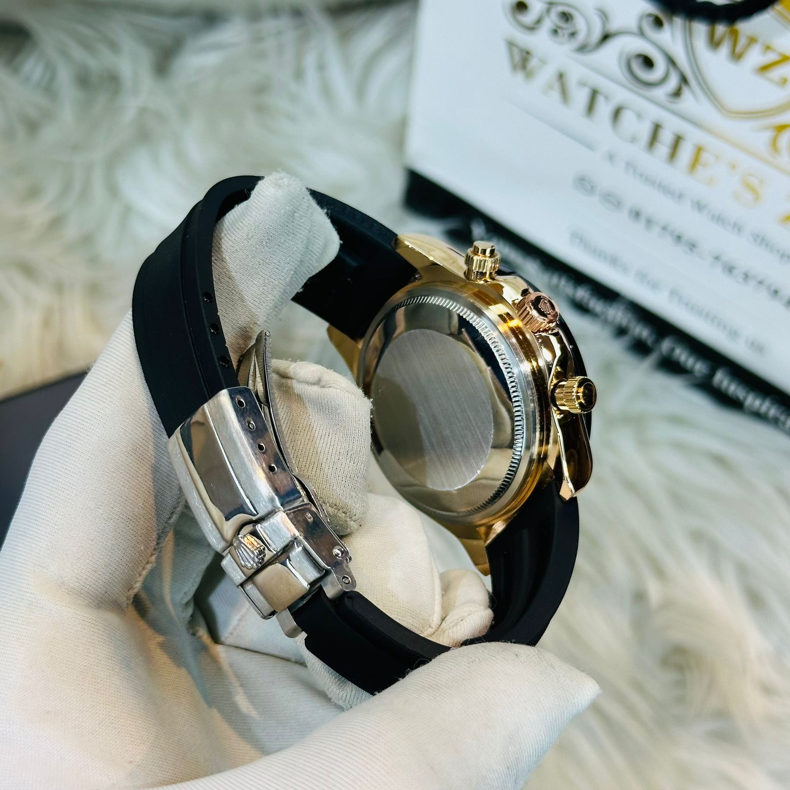 Premium Quality RLX Daytona Rose Gold Black Belt Watches