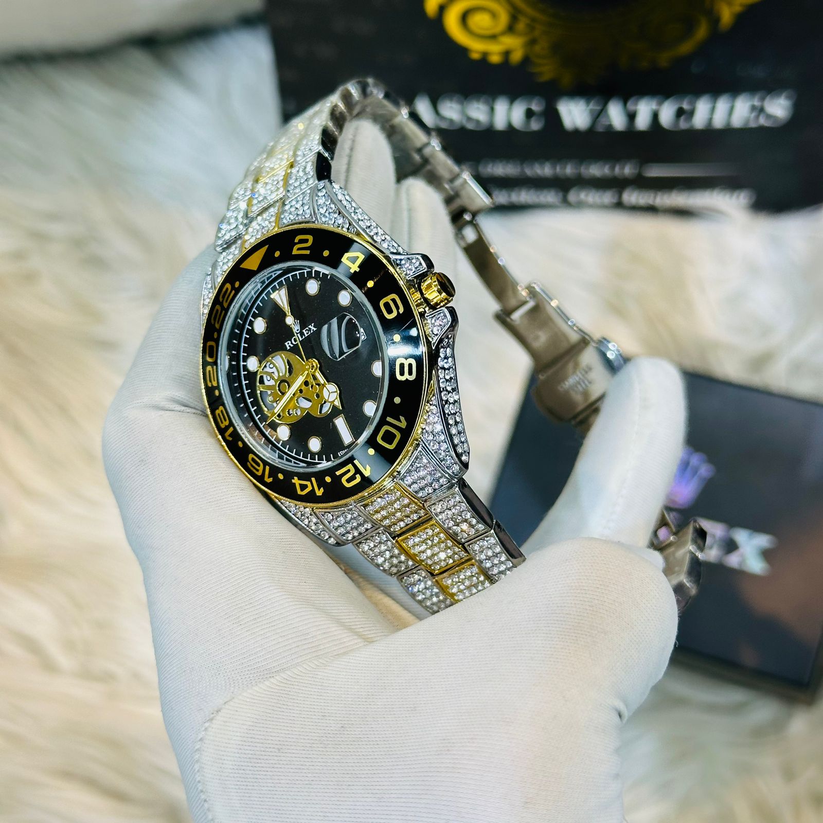 Premium Quality RLX Submariner Full Stone Black Dial Watches