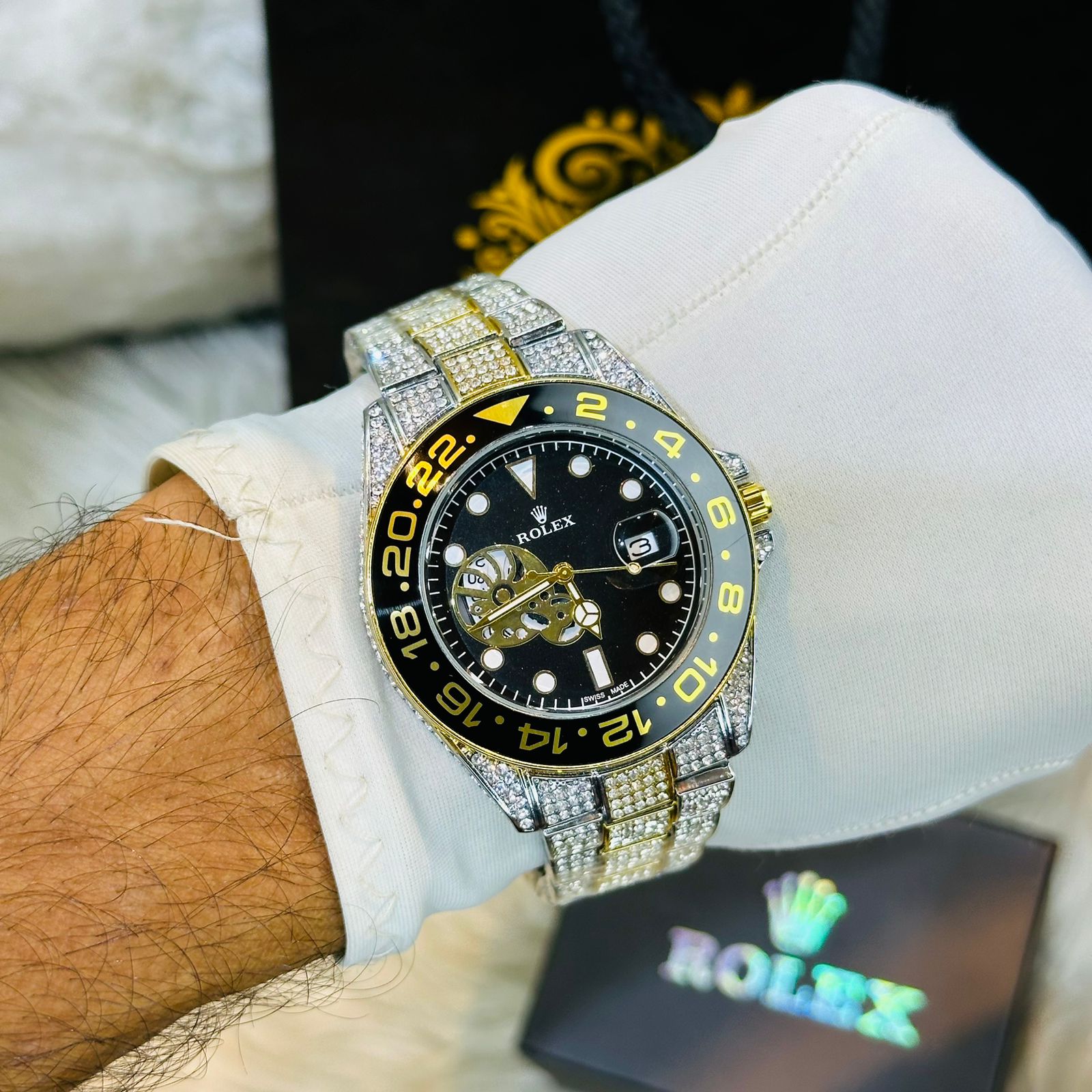Premium Quality RLX Submariner Full Stone Black Dial Watches