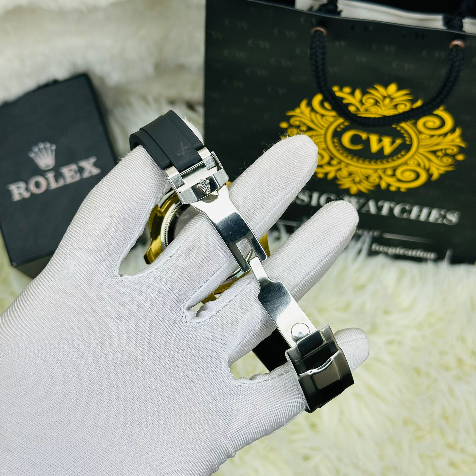 Premium Quality RLX Yach Sub Gold Black Belt Watches