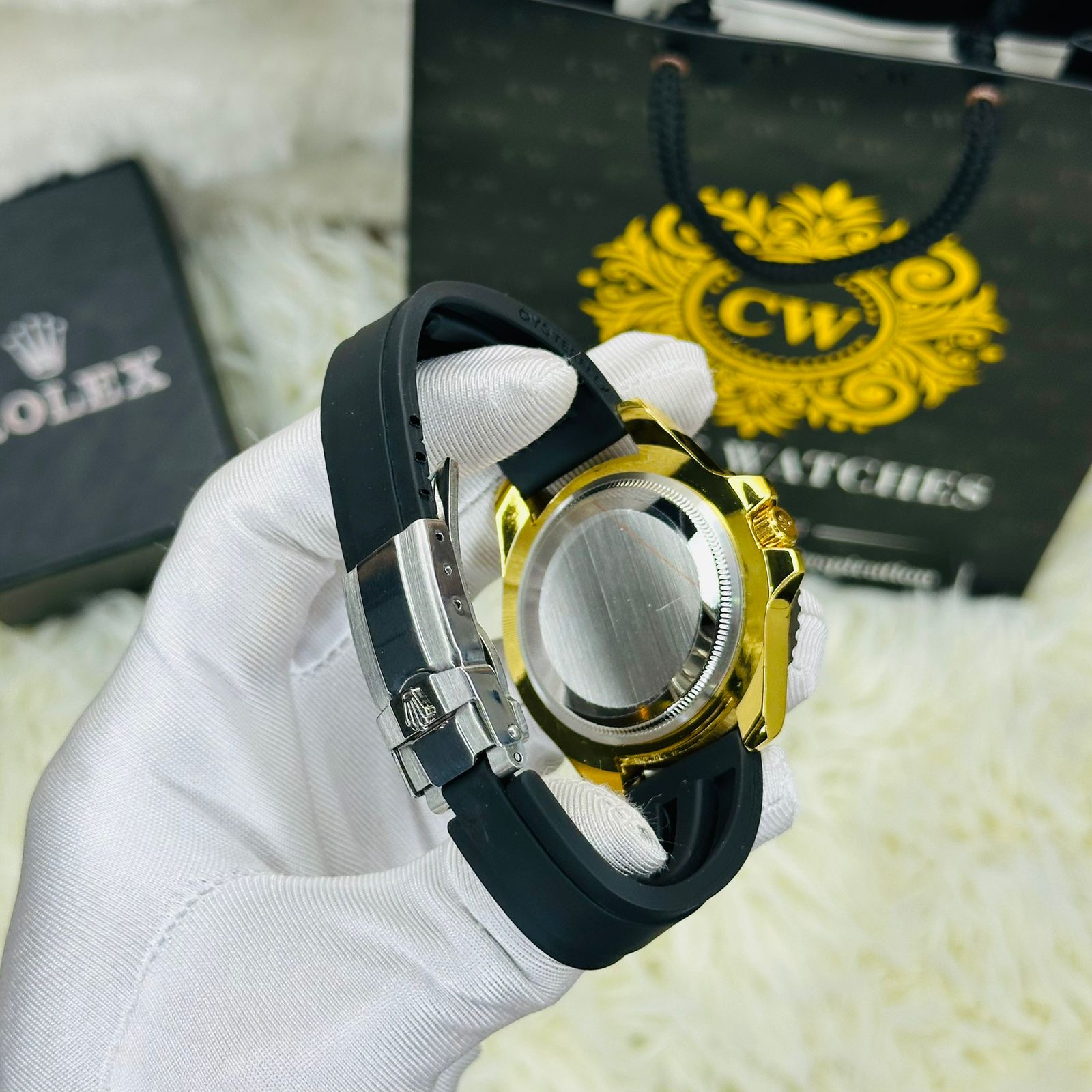 Premium Quality RLX Yach Sub Gold Black Belt Watches