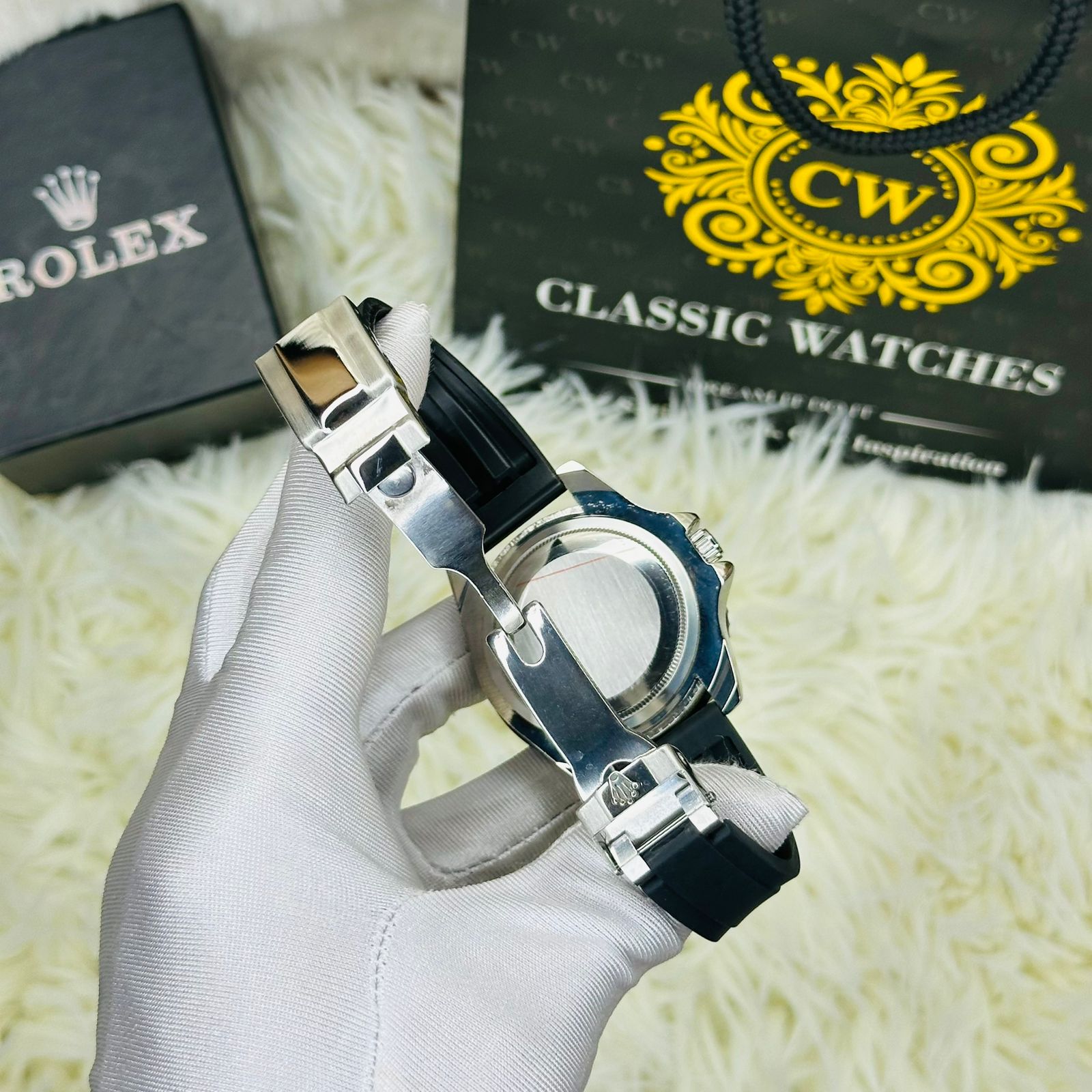 Premium Quality RLX Yach Sub Silver Black Belt Watches