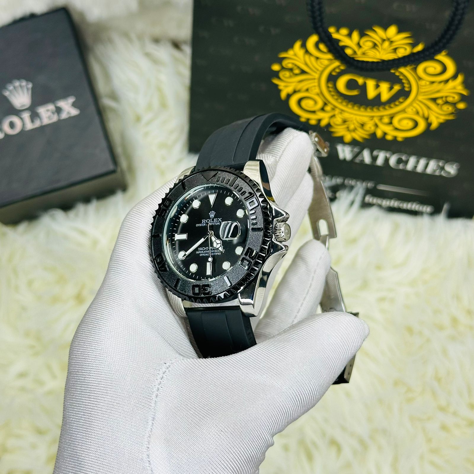Premium Quality RLX Yach Sub Silver Black Belt Watches