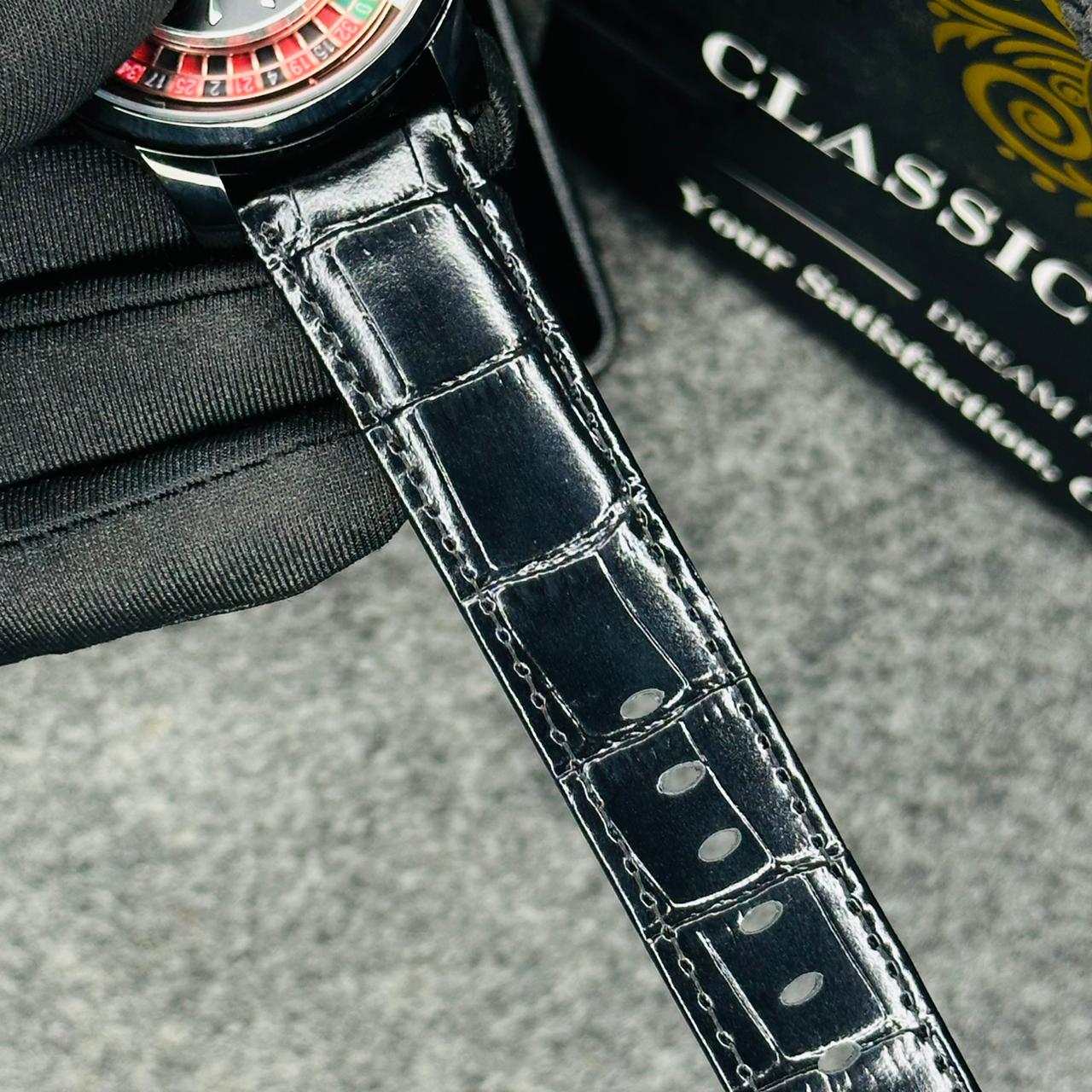 Premium Leather Casino Watch Full Black