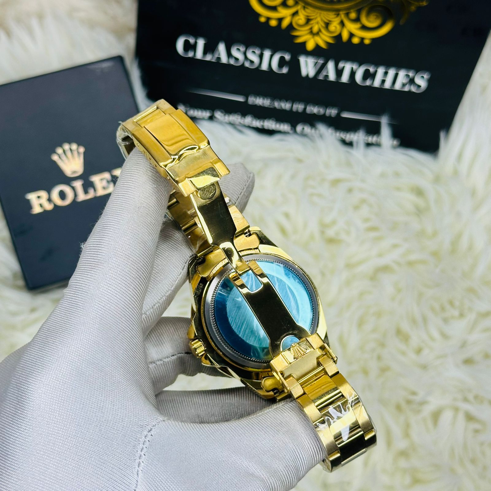 Premiume Quality  Sub Golden Blue Blue RLX Watches & Bracelet Combo