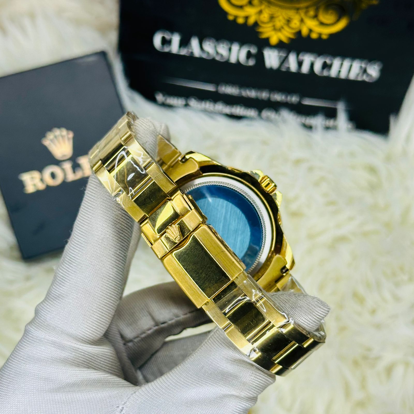 Premiume Quality  Sub Golden Blue Blue RLX Watches & Bracelet Combo