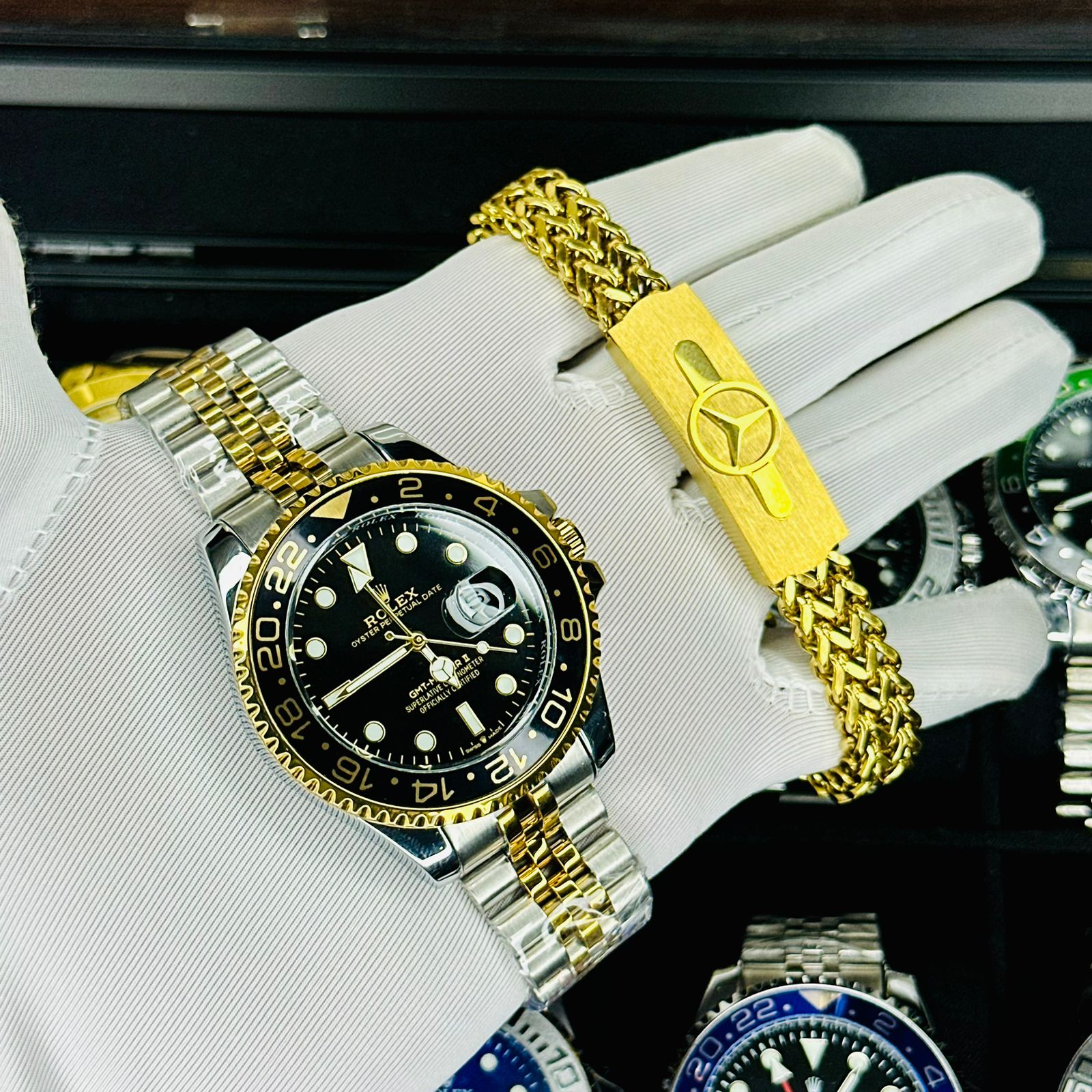 Premium G-M-T-Master II Two-Tone Luxury Watch with Matching Bracelet Combo