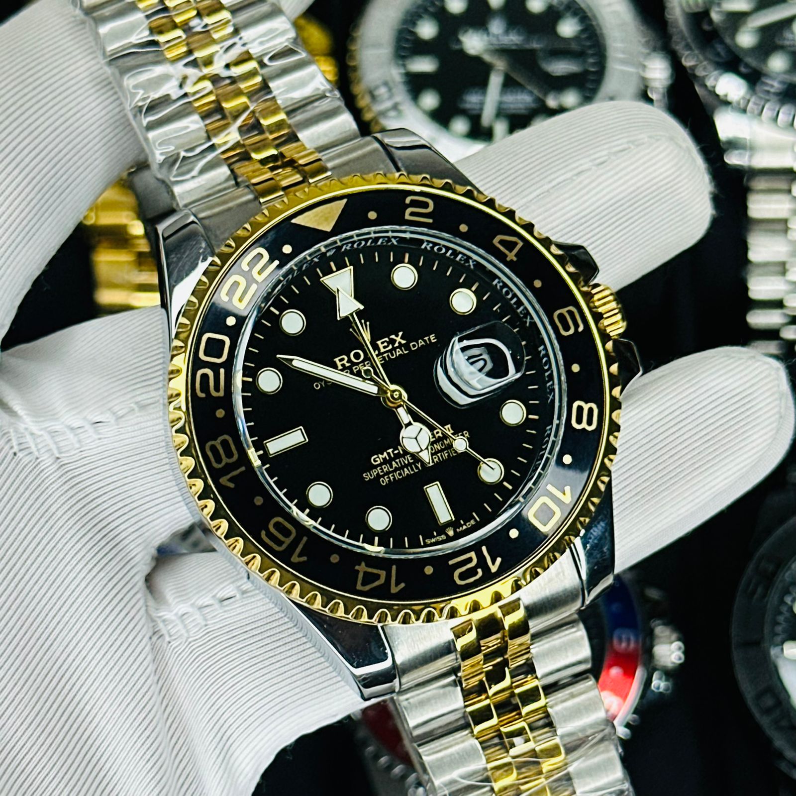Premium G-M-T-Master II Two-Tone Luxury Watch with Matching Bracelet Combo